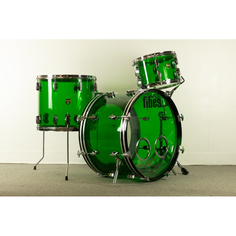 2000s Fibes Green Crystalite Drum Set