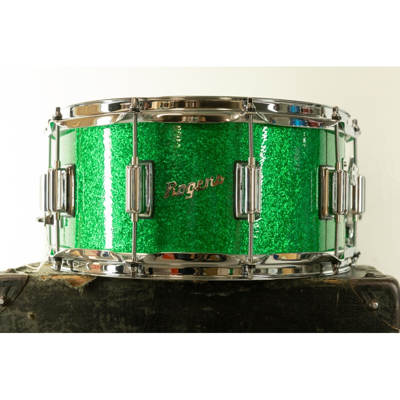 Rogers SuperTen 6.5x14 Wood Shell Classic Green Sparkle Snare Drum