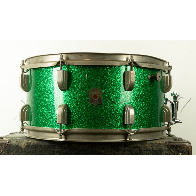 Vintage Leedy 6.5x14 Green Sparkle Broadway Standard Snare Drum
