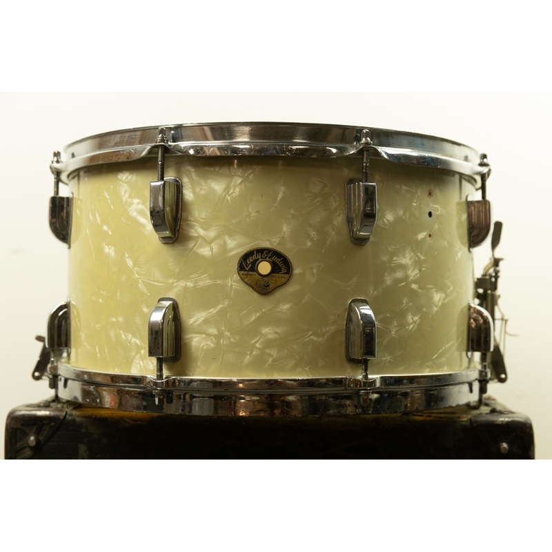 1950s Leedy 8x15 "Concert King" White Marine Pearl Snare Drum