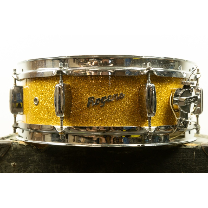 1960s Rogers 5x14 Sparkling Gold Pearl Holiday Snare Drum