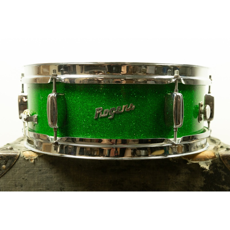 1960s Rogers 5x14 Sparkling Green Pearl Luxor Snare Drum