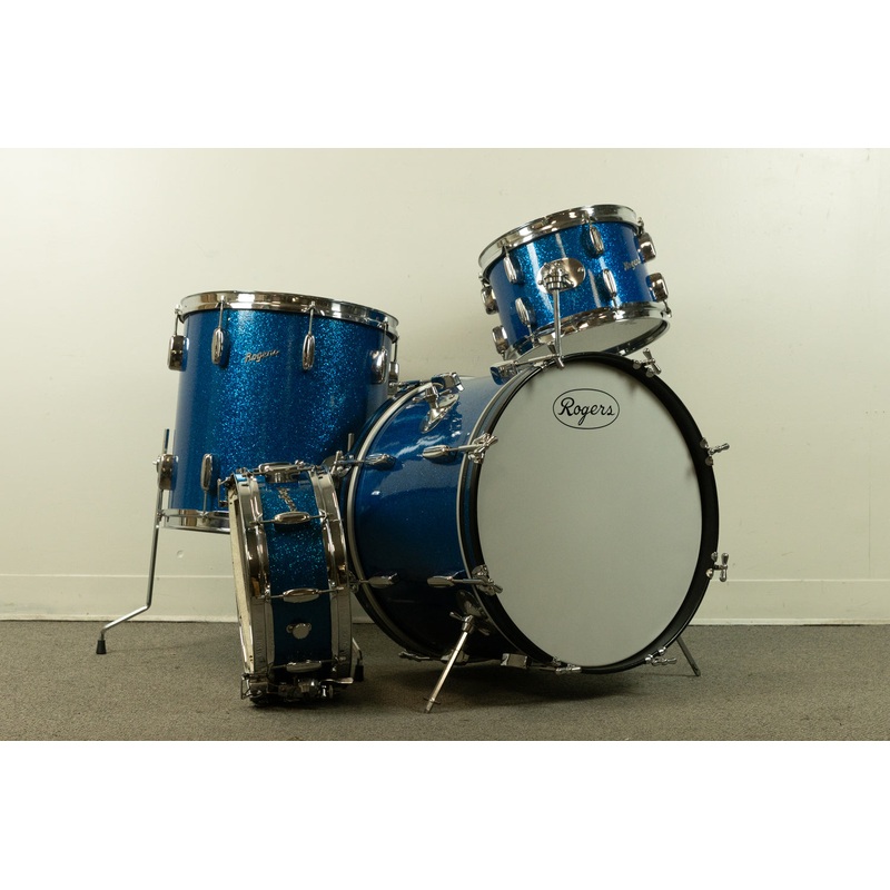 1960s Rogers Swingtime Blue Sparkle Pearl Drum Set