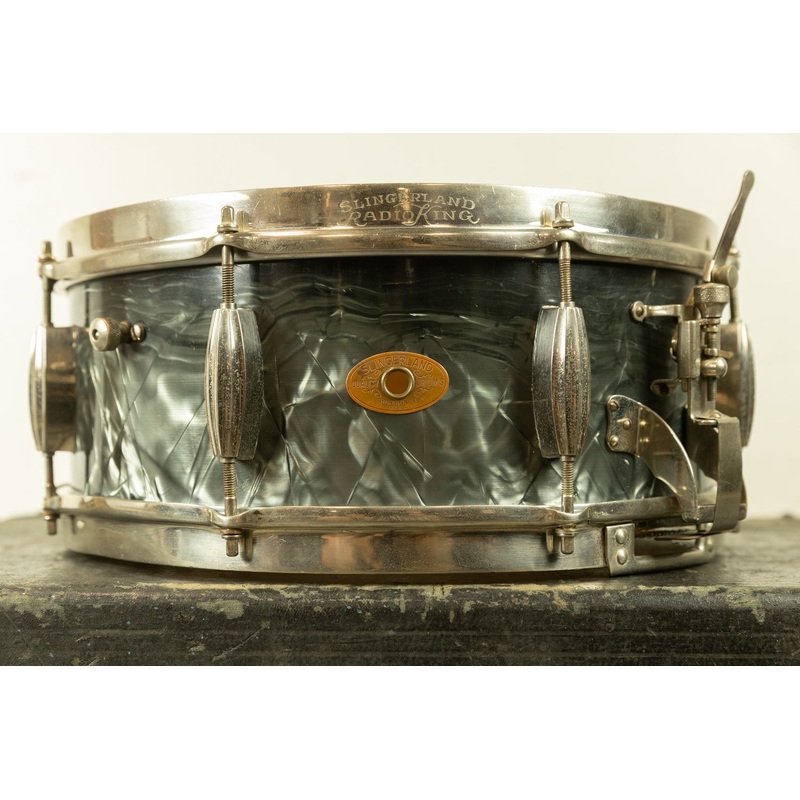 1950s Slingerland 5.5x14 Black Diamond Pearl Krupa Radio King Snare Drum
