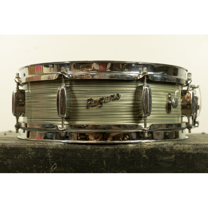 1960s Rogers 5x14 Steel Gray Ripple Powertone Snare Drum