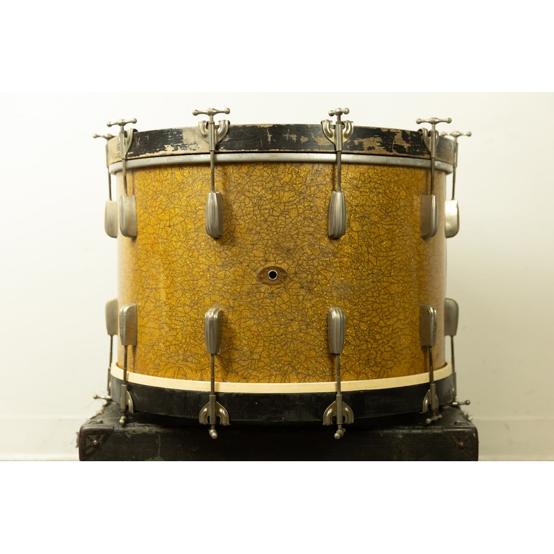 1950s Slingerland 14x22 Gold Sparkle Pearl Radio King Bass Drum