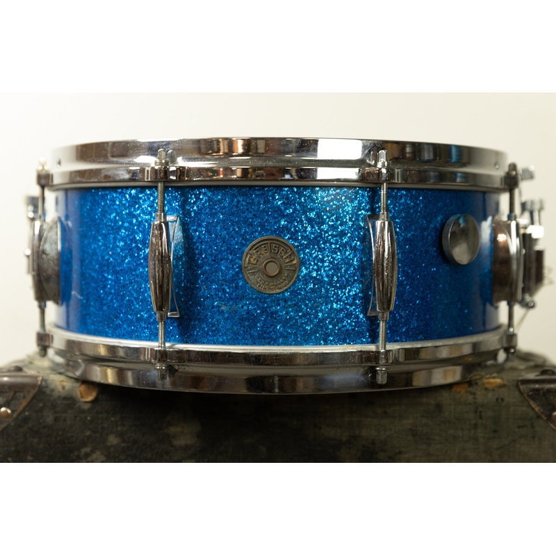1960s Gretsch 5.5x14 Blue Sparkle Model 4157 Snare Drum