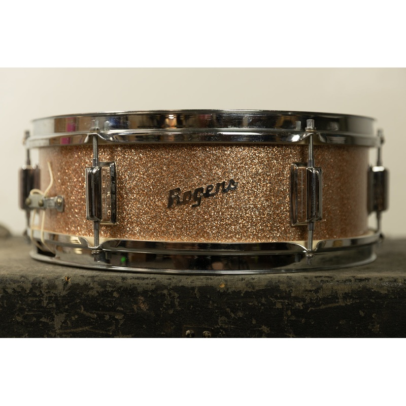 1960s Rogers 5x14 Champagne Sparkle Luxor Snare Drum