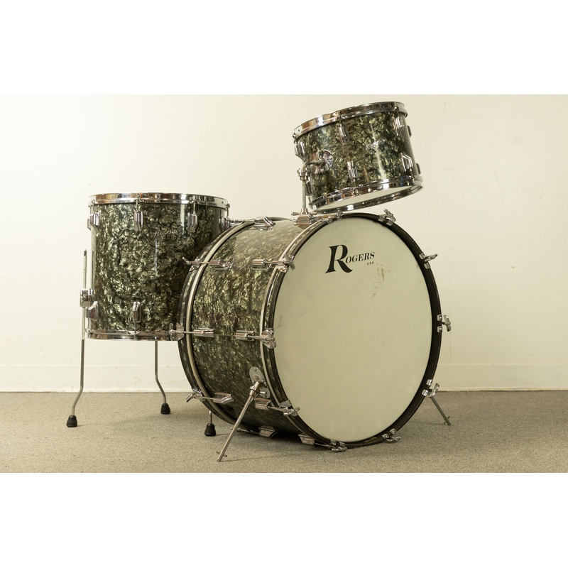 1970s Rogers Black Diamond Pearl 14x24 9x13 and 16x16 Drum Set