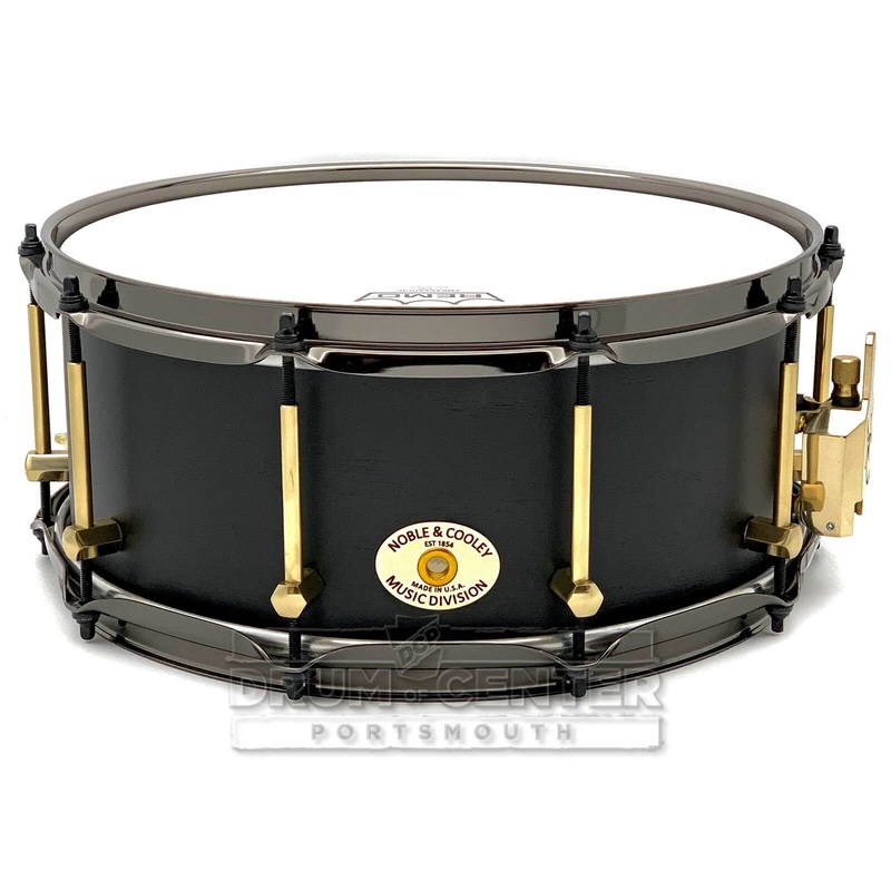 Noble & Cooley Solid Shell Classic Walnut Snare Drum 14x6 Matte Black w/Brass Hardware
