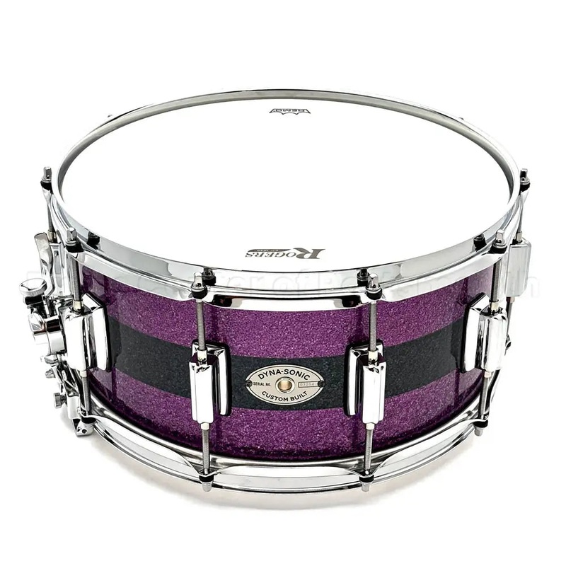 Rogers Dyna-Sonic Snare Drum 14x6.5 Purple & Black Sparkle