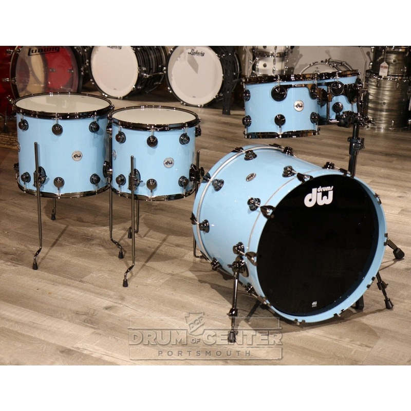 DW Collectors Maple/Mahogany 5pc Drum Set Solid Robin's Egg Blue w/Black Hw