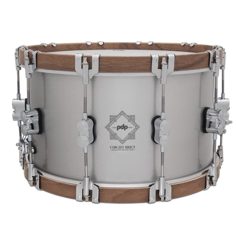 PDP Concept Select 3mm Aluminum Snare Drum 14x8 w/Walnut Hoops