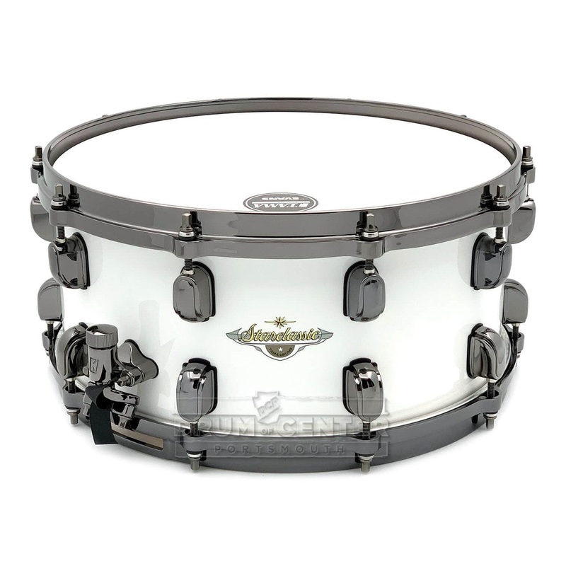 Tama Starclassic Maple Snare Drum 14x6.5 Piano White Lacquer w/Black Hardware
