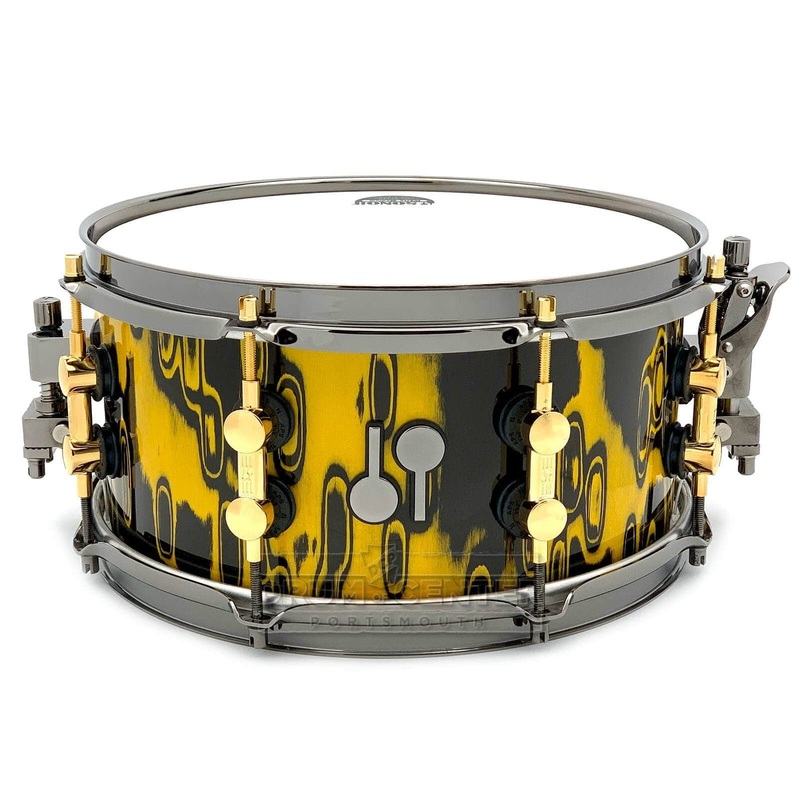 Sonor SQ2 Heavy Beech Snare Drum 12x6 Yellow Tribal w/Black & Gold Hardware