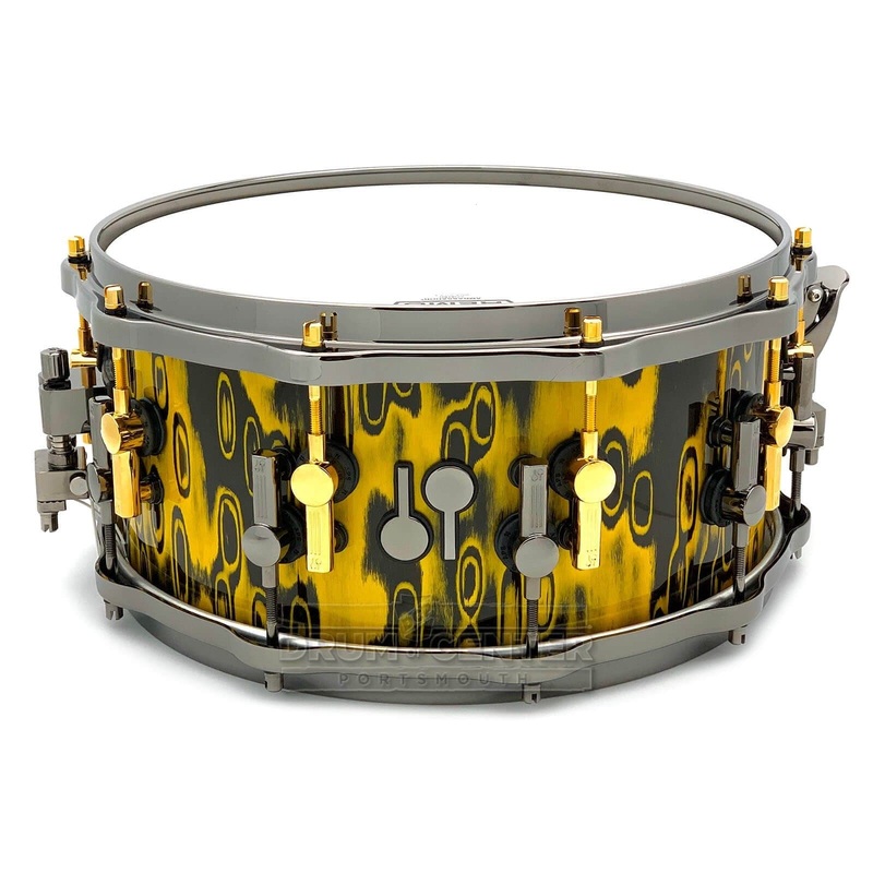 Sonor SQ2 Medium Beech Snare Drum 14x6.5 Yellow Tribal w/Black & Gold Hardware