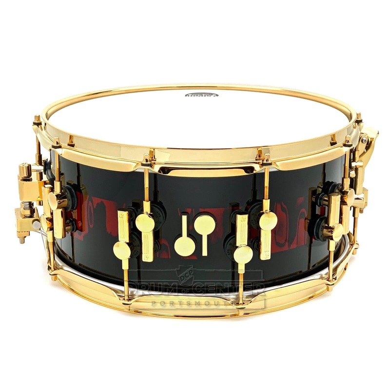 Sonor SQ2 Vintage Maple Snare Drum 14x6.5 Red Tribal Stripe w/Gold Hardware