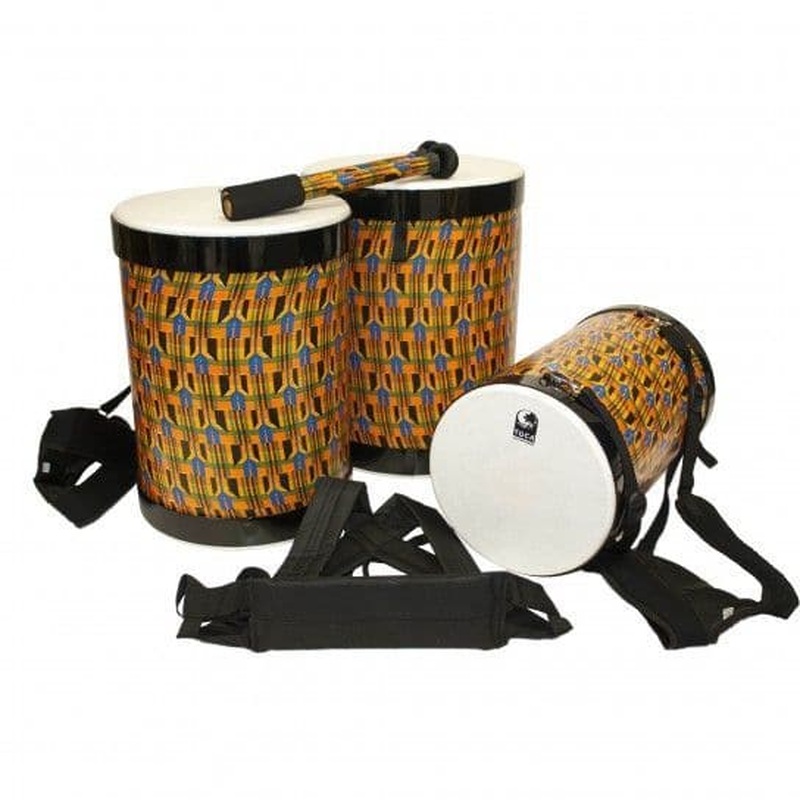 Toca Sympatico Nesting Djun Djun Set 12/14/16 Kente Cloth w/Pretuned Fiber Heads