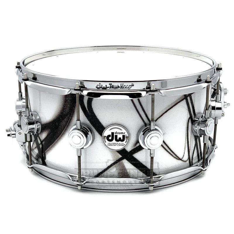 DW Collectors Maple Snare Drum 14x6.5 White Glass Contrails