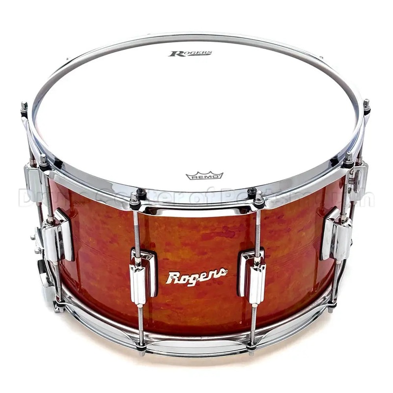 Rogers Dyna-Sonic 7-Line Brass Snare Drum 14x8 Orange Alcohol Ink
