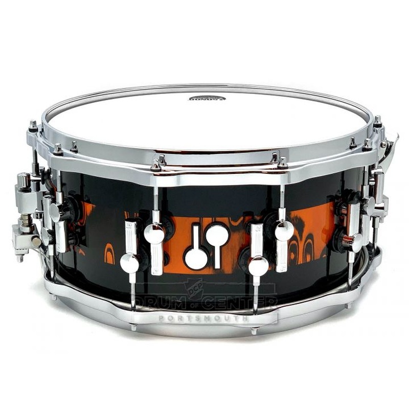 Sonor SQ2 Maple Medium Snare Drum 14x6.5 Orange Tribal Stripes