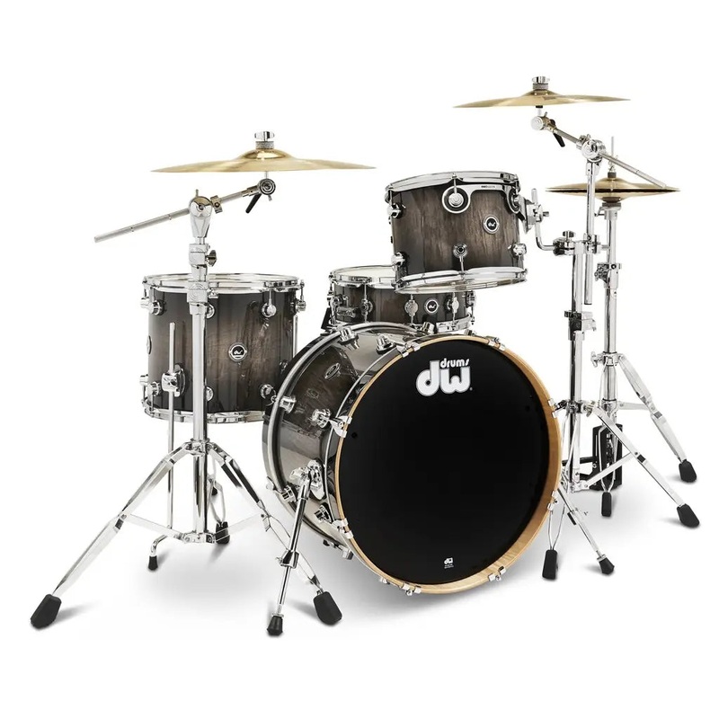 FREE BAG OFFER! DW DWe 4pc Complete Electronic/Acoustic Drum Set Curly Maple Burst