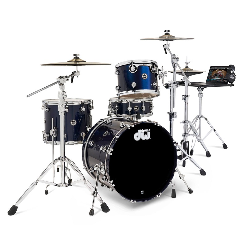 FREE BAG OFFER! DW DWe 4pc Complete Electronic/Acoustic Drum Set Midnight Blue Metallic