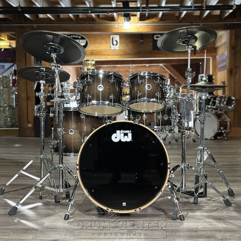FREE BAG OFFER! DW DWe 5pc Complete Electronic/Acoustic Drum Set Curly Maple Burst