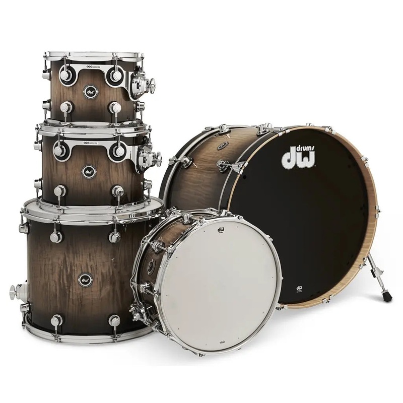 FREE BAG OFFER! DW DWe 5pc Electronic/Acoustic Drum Shell Pack Curly Maple Burst