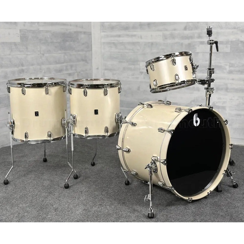 British Drum Company Enigma 4pc Drum Set 22/12/14/16 Satin Olde English White